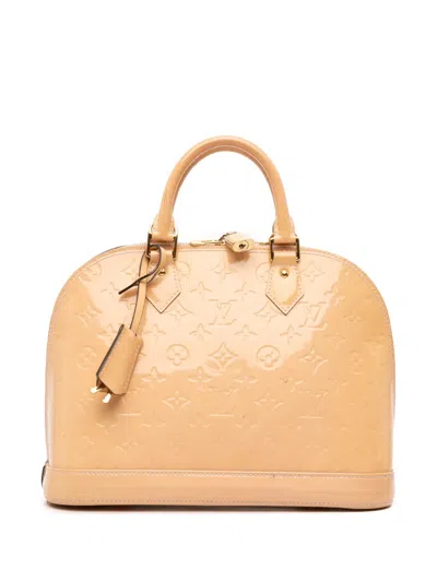 Pre-owned Louis Vuitton 2015 Monogram Vernis Alma Pm Handbag In Brown