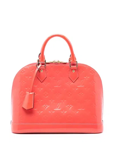 Pre-owned Louis Vuitton 2015 Monogram Vernis Alma Pm Handbag In Pink