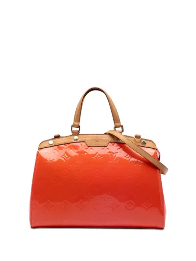 Pre-owned Louis Vuitton 2015 Monogram Vernis Brea Mm Satchel In Orange