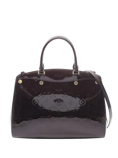Pre-owned Louis Vuitton 2015 Monogram Vernis Brea Mm Satchel In Purple