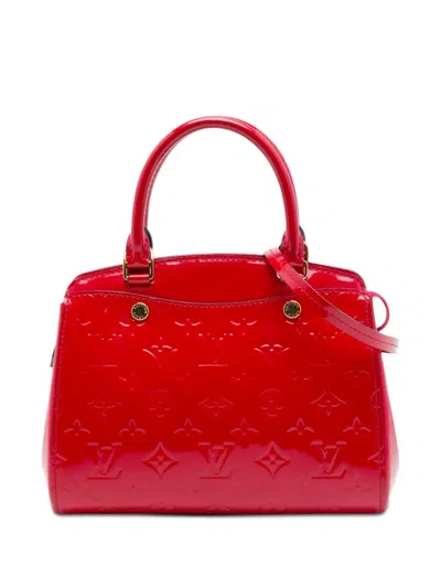 Pre-owned Louis Vuitton 2015 Monogram Vernis Brea Pm Satchel In Red