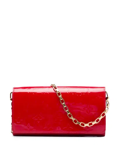 Pre-owned Louis Vuitton 2015 Monogram Vernis Chain Wallet Shoulder Bag In Red