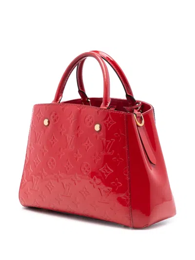Pre-owned Louis Vuitton 2015 Monogram Vernis Montaigne Bb Satchel In Red