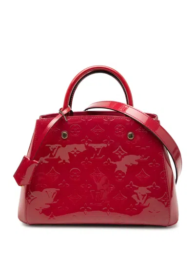 Pre-owned Louis Vuitton 2015 Monogram Vernis Montaigne Bb Satchel In Red