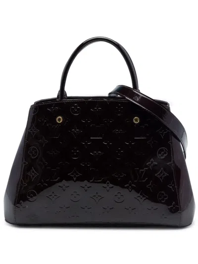 Pre-owned Louis Vuitton 2015 Monogram Vernis Montaigne Mm Satchel In Purple