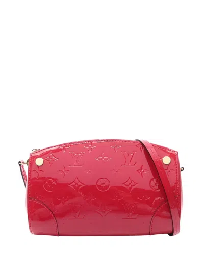 Pre-owned Louis Vuitton 2015 Monogram Vernis Santa Monica Satchel In Red