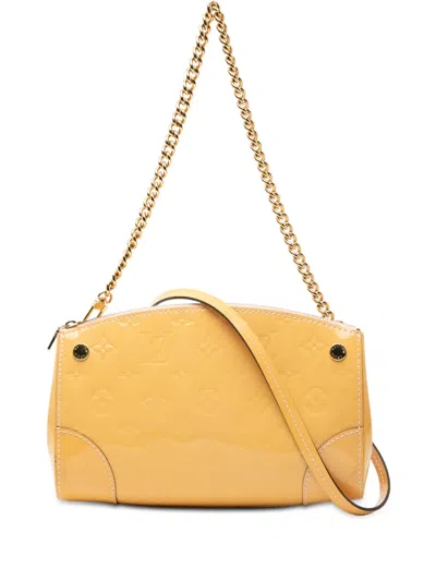 Pre-owned Louis Vuitton 2015 Monogram Vernis Santa Monica Satchel In Yellow