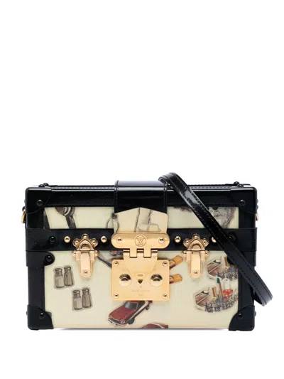 Pre-owned Louis Vuitton 2015 Monogram Vernis Stickers Petite Malle Crossbody Bag In Neutral