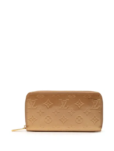 Pre-owned Louis Vuitton 2015 Monogram Vernis Zippy Wallet Long Wallets In Gold