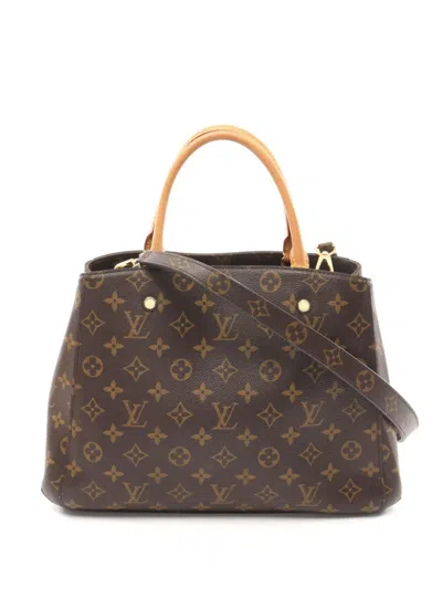 Pre-owned Louis Vuitton 2015 Montaigne Mm Tote Bag In Brown