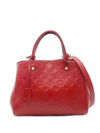 Pre-owned Louis Vuitton 2015 Montaigne Monogram-pattern Handbag In Red