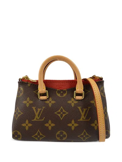 Pre-owned Louis Vuitton 2015 Nano Pallas Cross Body Bag In Brown