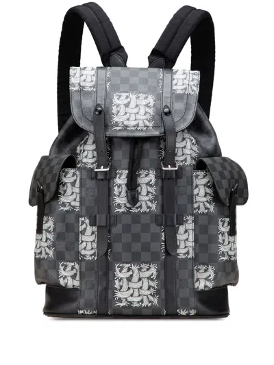 Pre-owned Louis Vuitton 2015 Nemeth Damier Graphite Christopher Pm Backpack In Black