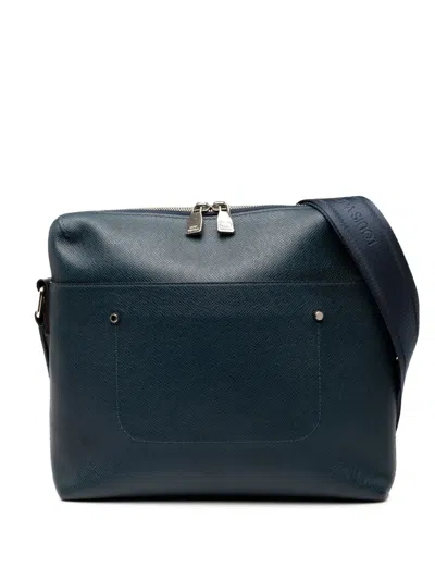 Pre-owned Louis Vuitton 2015 Taiga Grigori Pm Crossbody Bag In Blue