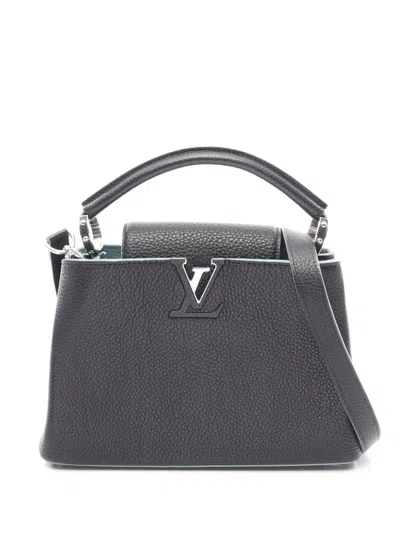 Pre-owned Louis Vuitton 2015 Taurillon Capucines Bb Satchel In Black