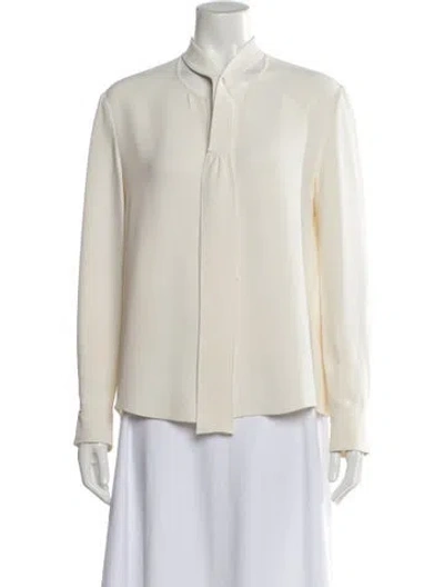 Pre-owned Louis Vuitton 2015 Tie Neck Blouse In Neutral