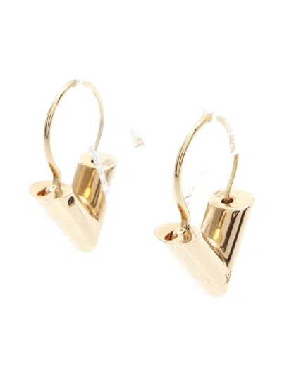Pre-owned Louis Vuitton 2015 V Hoop Earrings In Gold