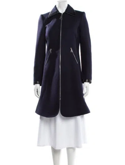 Pre-owned Louis Vuitton 2015 Wool Trench Coat In Blue