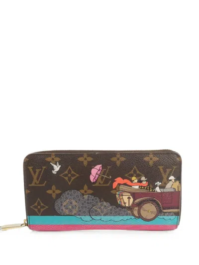 Pre-owned Louis Vuitton 2015 Zippy Illustre Evasion Wallet In Brown