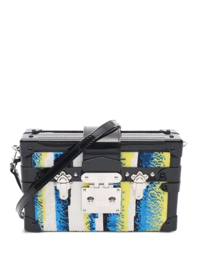 Pre-owned Louis Vuitton 2015s Petite Malle Sequin-embellished Clutch Bag In Black