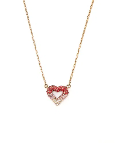 Louis Vuitton 2015s Rhinestone Heart Necklace In Gold