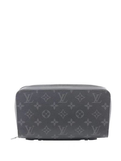 Pre-owned Louis Vuitton 2016-2025 Monogram Eclipse Zippy Xl Wallet Long Wallets In Black