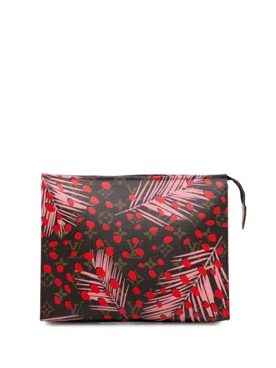 Pre-owned Louis Vuitton 2016-2025 Monogram Jungle Dots Toiletry Pouch 26 Clutch Bag