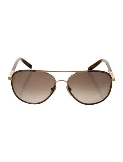 Pre-owned Louis Vuitton 2016 Attraction Pilot Sunglasses In Brown/gold