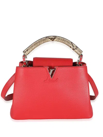 Pre-owned Louis Vuitton 2016 Capucines Bb Handbag In Red