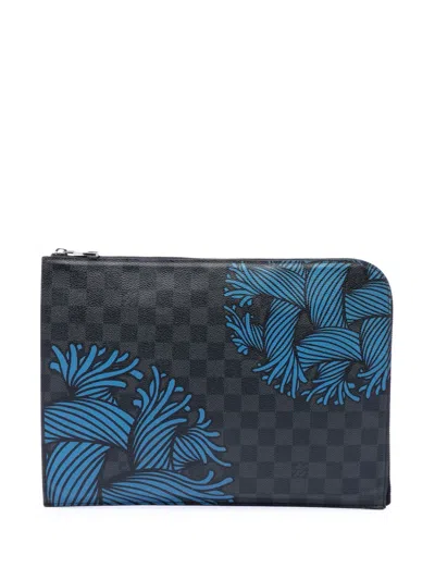 Pre-owned Louis Vuitton 2016 Christopher Nemeth Damier Graphite Pochette Jour Gm Clutch Bag In Black