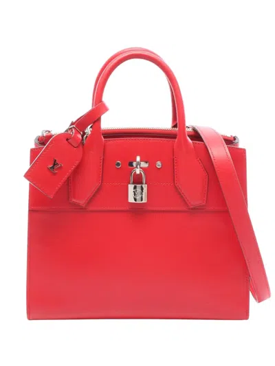 Pre-owned Louis Vuitton 2016 City Steamer Pm Satchel In Red