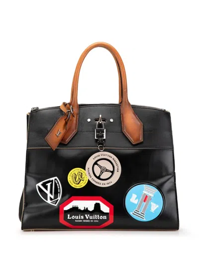 Pre-owned Louis Vuitton 2016 City Steamer World Tour Mm Satchel In Black
