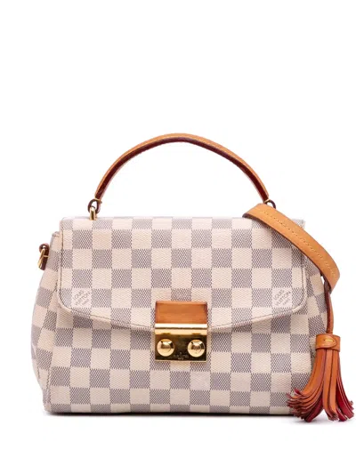 Pre-owned Louis Vuitton 2016 Damier Azur Croisette Satchel In White