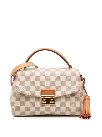 Pre-owned Louis Vuitton 2016 Damier Azur Croisette Satchel In White