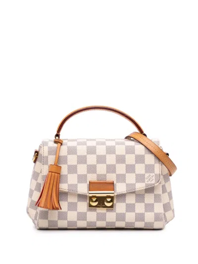 Pre-owned Louis Vuitton 2016 Damier Azur Croisette Satchel In White