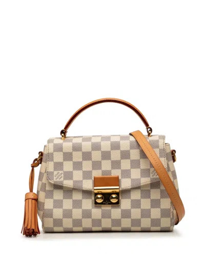 Pre-owned Louis Vuitton 2016 Damier Azur Croisette Satchel In White