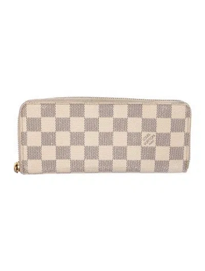 Pre-owned Louis Vuitton 2016 Damier Azur Pattern Clemence Wallet In Neutral