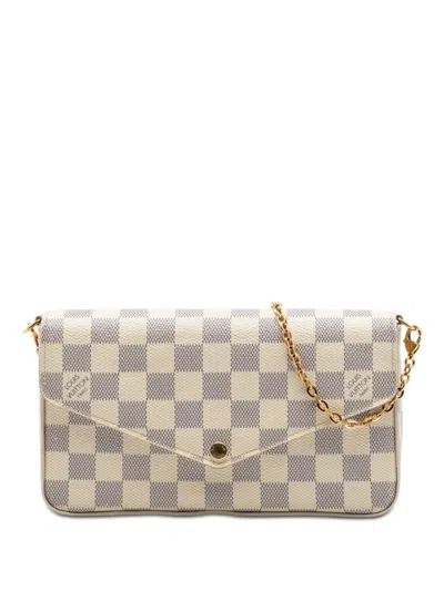 Pre-owned Louis Vuitton 2016 Damier Azur Pochette Felicie Crossbody Bag In White