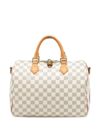 Pre-owned Louis Vuitton 2016 Damier Azur Speedy Bandouliere 30 Satchel In White