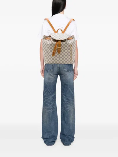 Pre-owned Louis Vuitton 2016 Damier Azur Sperone Backpack In White