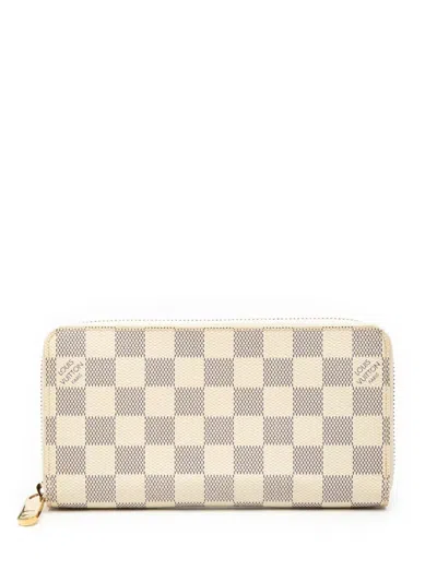 Pre-owned Louis Vuitton 2016 Damier Azur Zippy Wallet Long Wallets In White