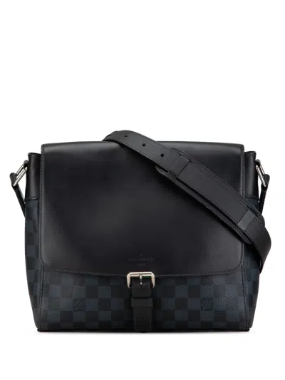Pre-owned Louis Vuitton 2016 Damier Cobalt Newport Messenger Pm Crossbody Bag In Black