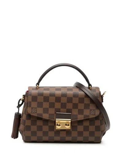 Pre-owned Louis Vuitton 2016 Damier Ebene Croisette Satchel In Brown