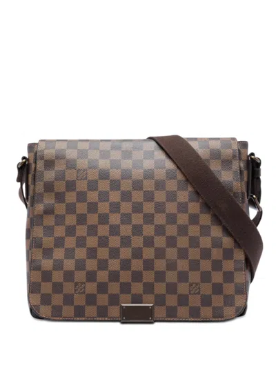 Pre-owned Louis Vuitton 2016 Damier Ebene District Mm Crossbody Bag In Brown