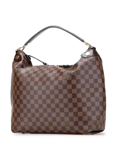 Pre-owned Louis Vuitton 2016 Damier Ebene Duomo Hobo Shoulder Bag In Brown