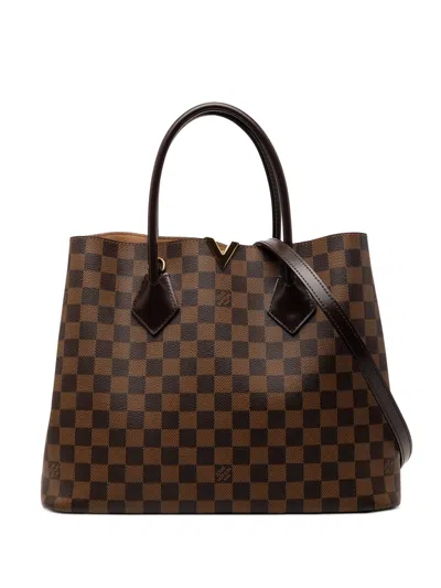 Pre-owned Louis Vuitton 2016 Damier Ebene Kensington Satchel In Brown