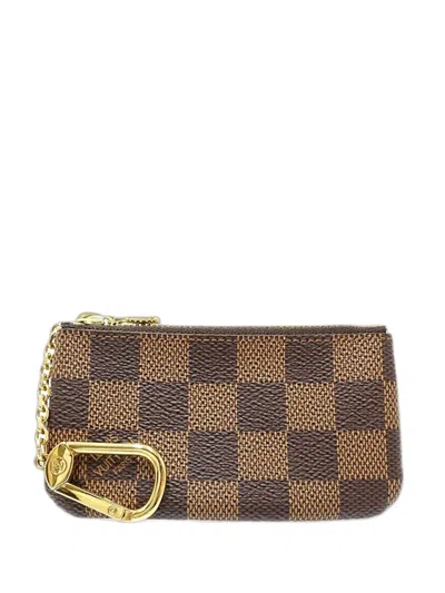 Pre-owned Louis Vuitton 2016 Damier Ebene Key Pouch Coin Pouch In Brown