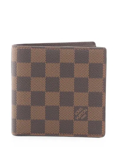 Pre-owned Louis Vuitton 2016 Damier Ebene Marco Wallet In Brown