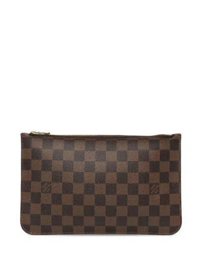 Pre-owned Louis Vuitton 2016 Damier Ebene Neverfull Pouch In Brown