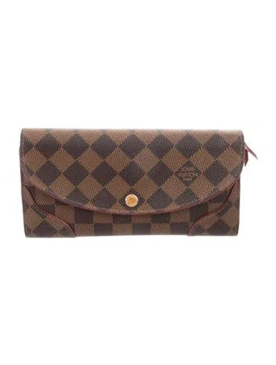 Pre-owned Louis Vuitton 2016 Damier Ebene Pattern Caïssa Wallet In Brown